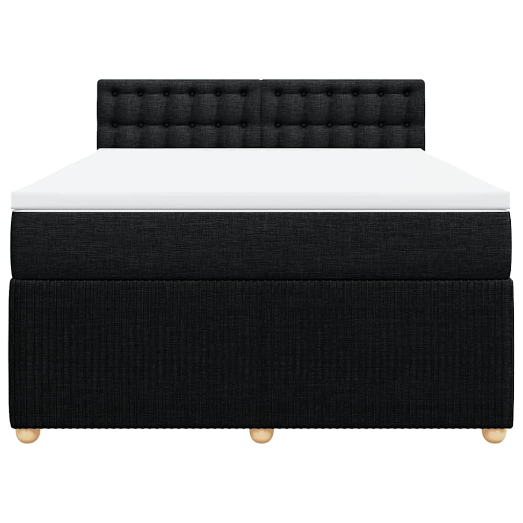 Κρεβάτι Boxspring με Στρώμα Μαύρο 140x190 εκ. Υφασμάτινο