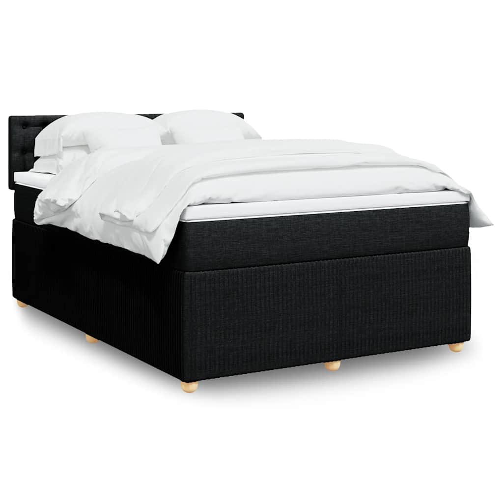 Κρεβάτι Boxspring με Στρώμα Μαύρο 140x190 εκ. Υφασμάτινο