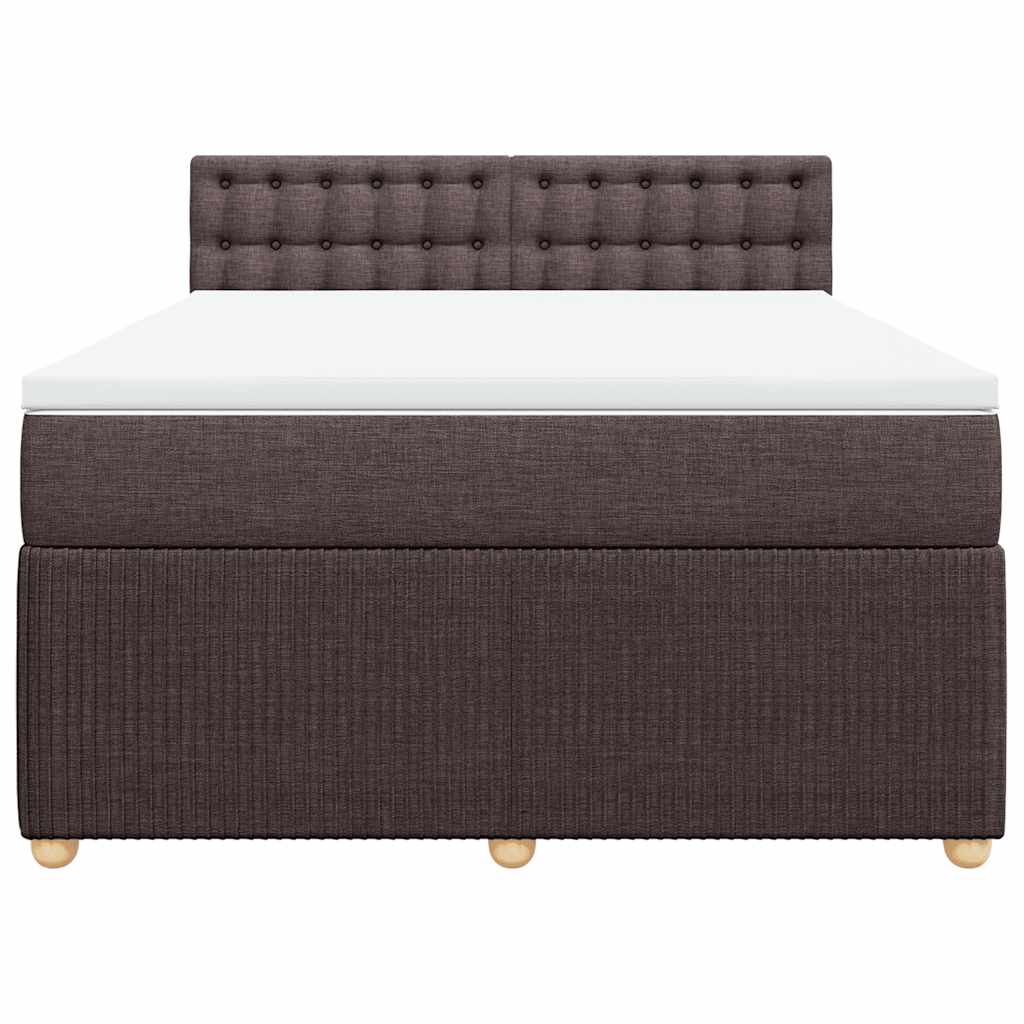 Κρεβάτι Boxspring με Στρώμα Σκούρο Καφέ 140x190 εκ. Υφασμάτινο