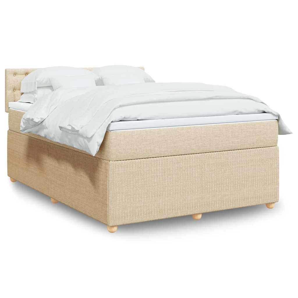 Κρεβάτι Boxspring με Στρώμα Κρεμ 140x190 εκ. Υφασμάτινο - Pakobazaar
