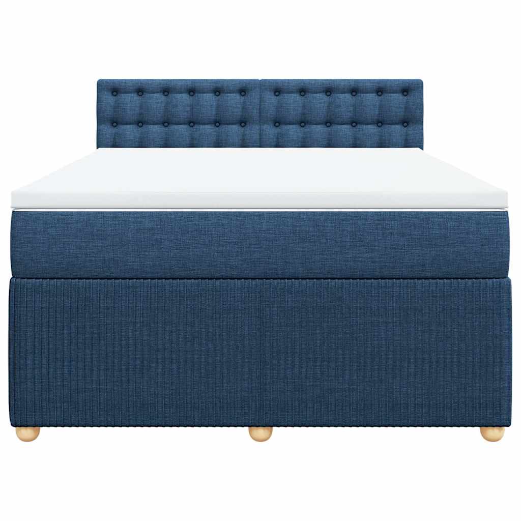 Κρεβάτι Boxspring με Στρώμα Μπλε 140x190 εκ. Υφασμάτινο