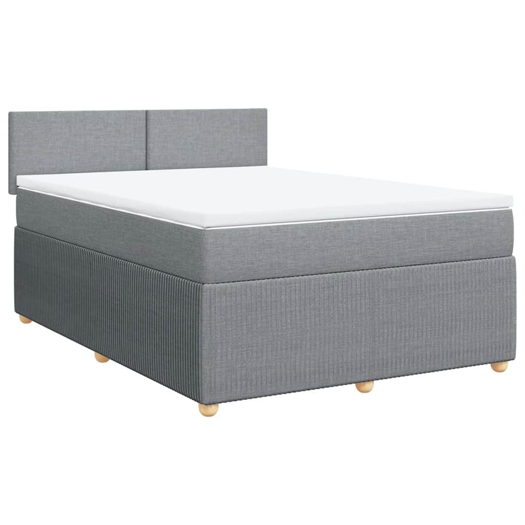 Κρεβάτι Boxspring με Στρώμα Ανοιχτό Γκρι 140x200 εκ. Υφασμάτινο