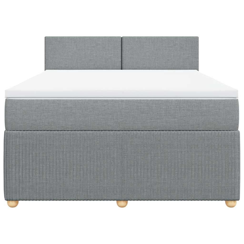 Κρεβάτι Boxspring με Στρώμα Ανοιχτό Γκρι 140x200 εκ. Υφασμάτινο