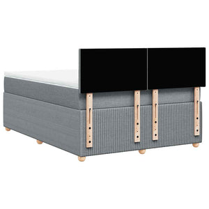 Κρεβάτι Boxspring με Στρώμα Ανοιχτό Γκρι 140x200 εκ. Υφασμάτινο