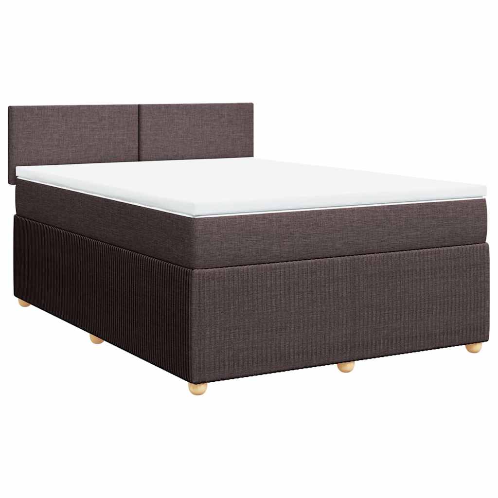 Κρεβάτι Boxspring με Στρώμα Σκούρο Καφέ 140x200 εκ Υφασμάτινο - Pakobazaar