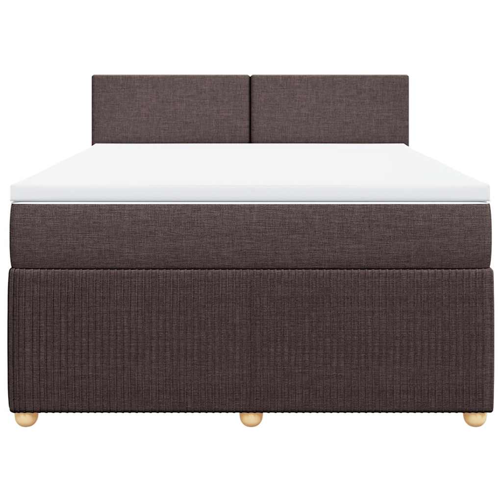 Κρεβάτι Boxspring με Στρώμα Σκούρο Καφέ 140x200 εκ Υφασμάτινο - Pakobazaar