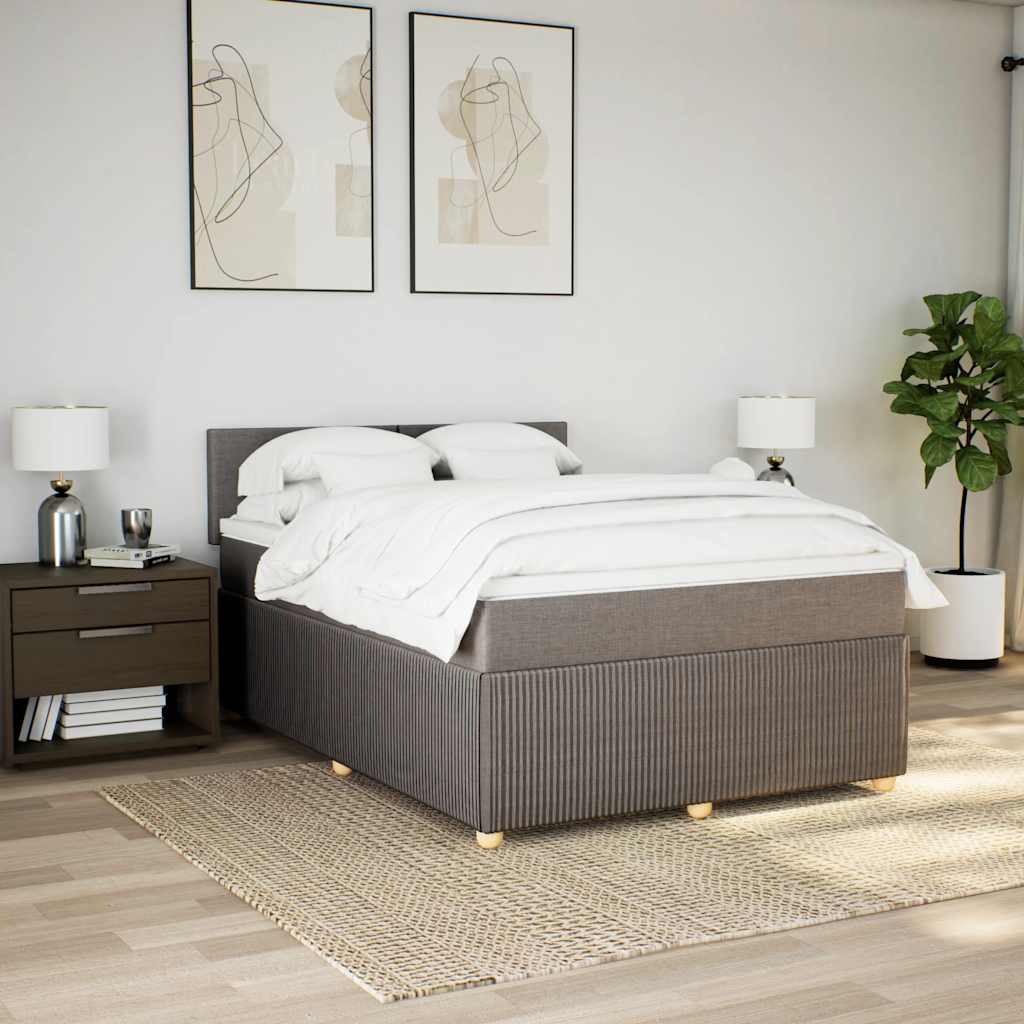 Κρεβάτι Boxspring με Στρώμα Taupe 140x200 εκ. Υφασμάτινο - Pakobazaar