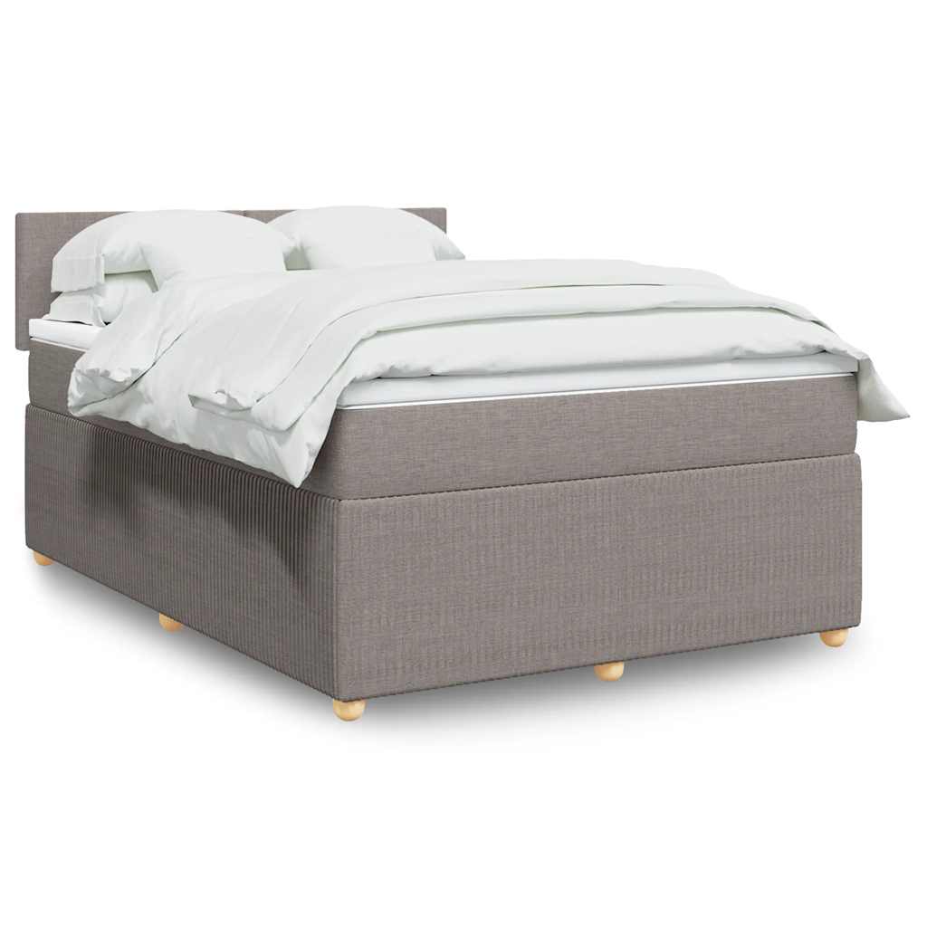 Κρεβάτι Boxspring με Στρώμα Taupe 140x200 εκ. Υφασμάτινο - Pakobazaar