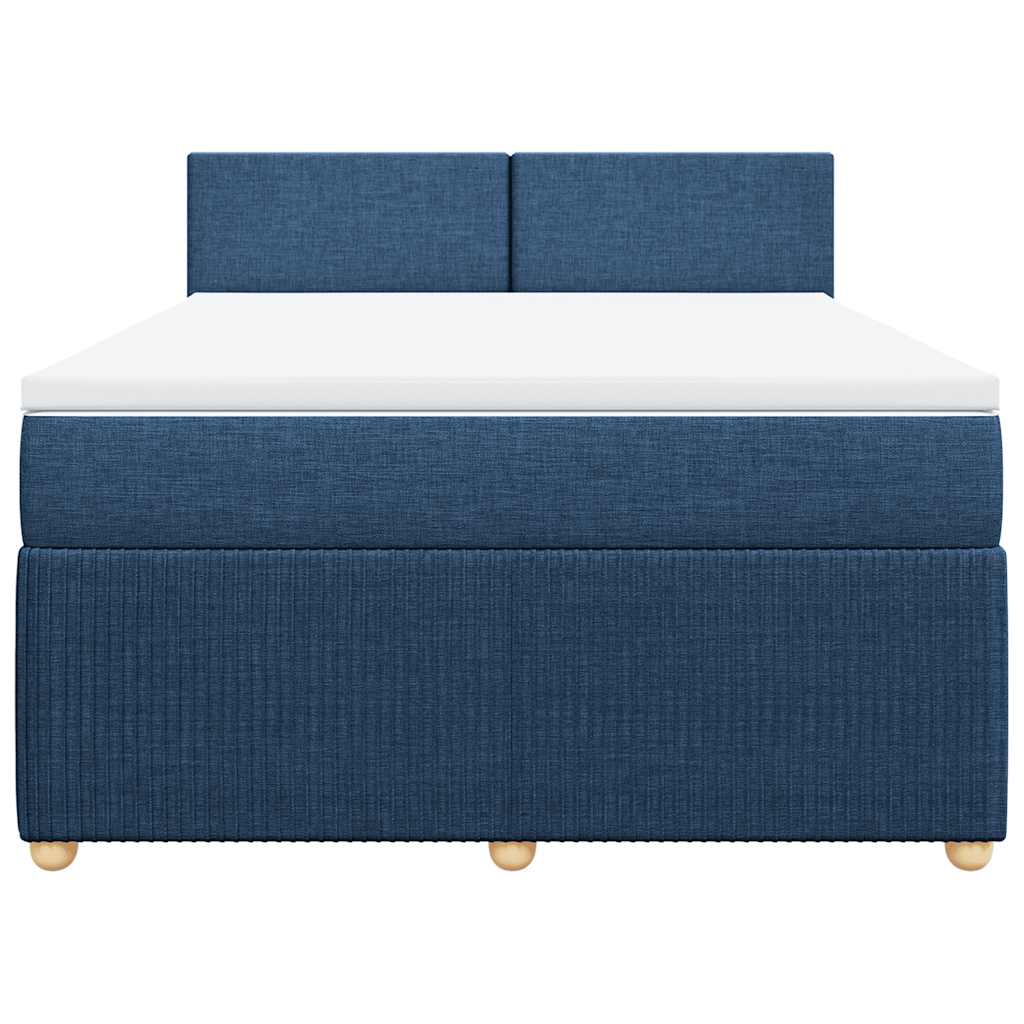 Κρεβάτι Boxspring με Στρώμα Μπλε 140x200 εκ. Υφασμάτινο - Pakobazaar