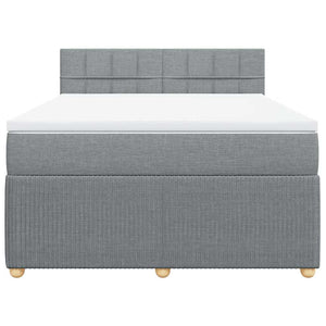 Κρεβάτι Boxspring με Στρώμα Ανοιχτό Γκρι 140x200 εκ. Υφασμάτινο - Pakobazaar