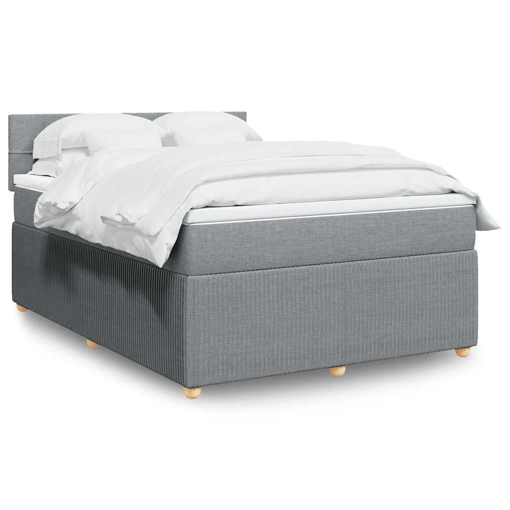 Κρεβάτι Boxspring με Στρώμα Ανοιχτό Γκρι 140x200 εκ. Υφασμάτινο - Pakobazaar