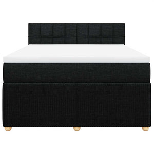 Κρεβάτι Boxspring με Στρώμα Μαύρο 140x200 εκ. Υφασμάτινο - Pakobazaar