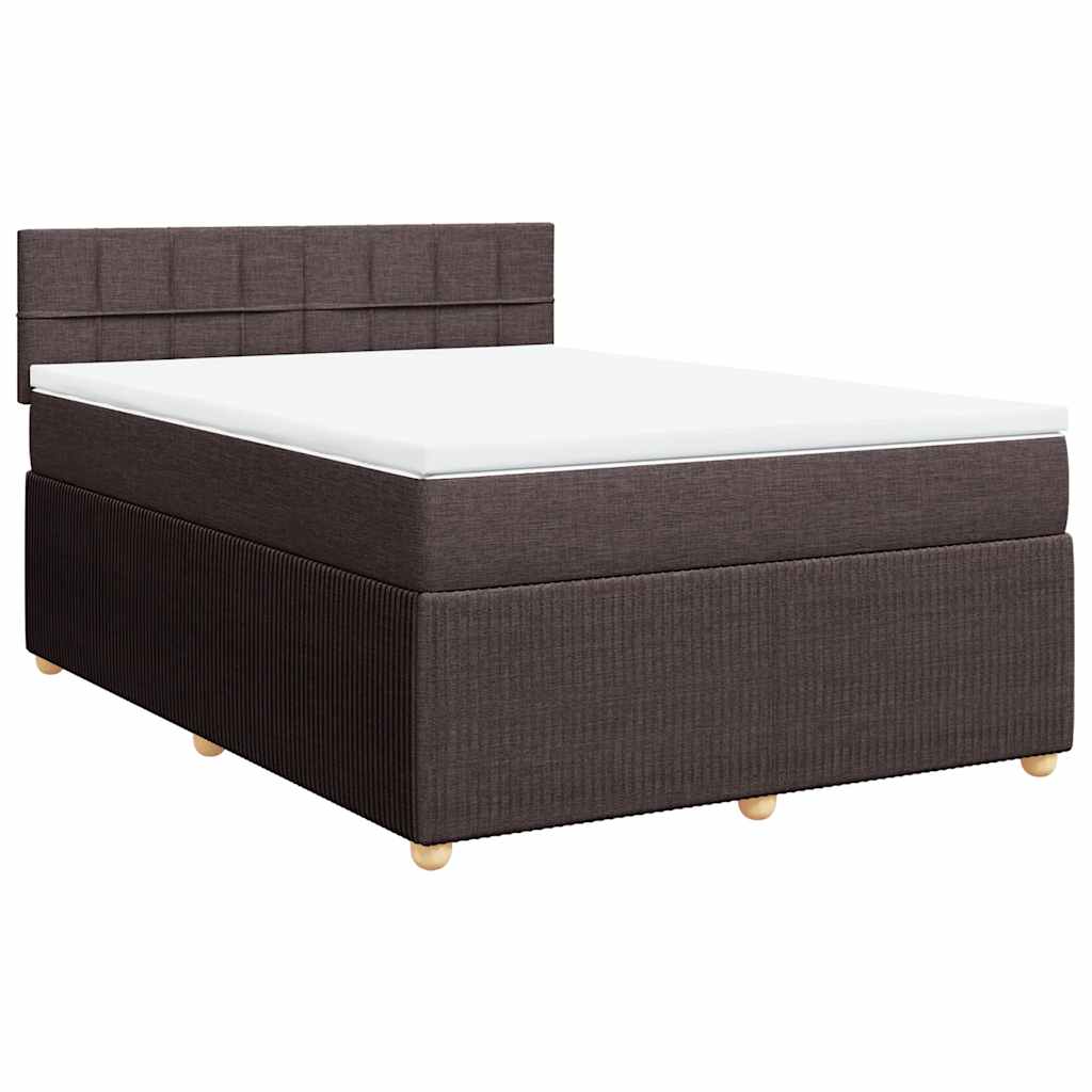 Κρεβάτι Boxspring με Στρώμα Σκούρο Καφέ 140x200 εκ Υφασμάτινο - Pakobazaar