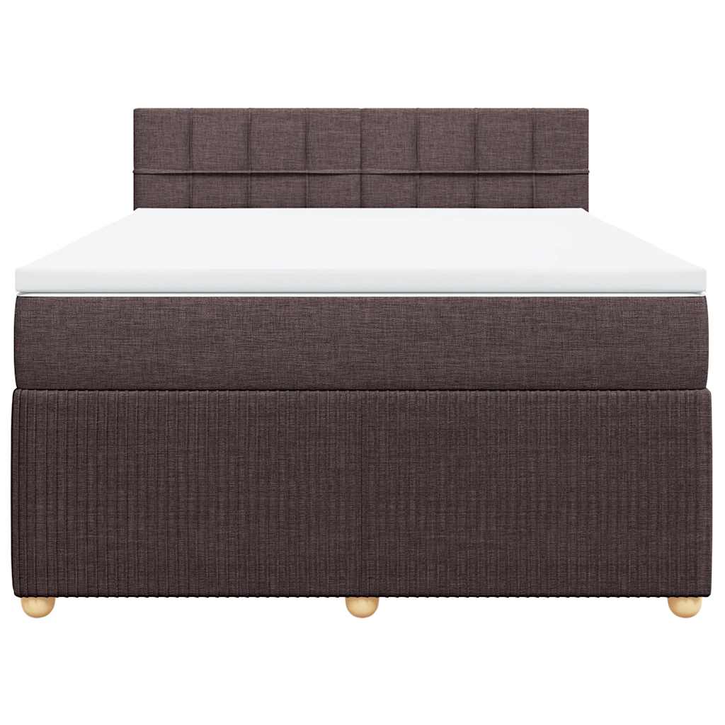 Κρεβάτι Boxspring με Στρώμα Σκούρο Καφέ 140x200 εκ Υφασμάτινο - Pakobazaar