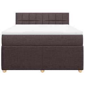 Κρεβάτι Boxspring με Στρώμα Σκούρο Καφέ 140x200 εκ Υφασμάτινο - Pakobazaar