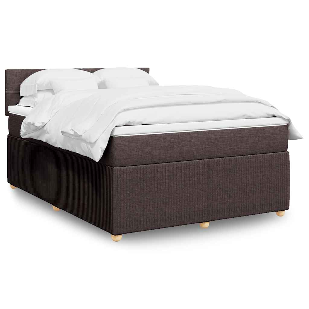 Κρεβάτι Boxspring με Στρώμα Σκούρο Καφέ 140x200 εκ Υφασμάτινο - Pakobazaar