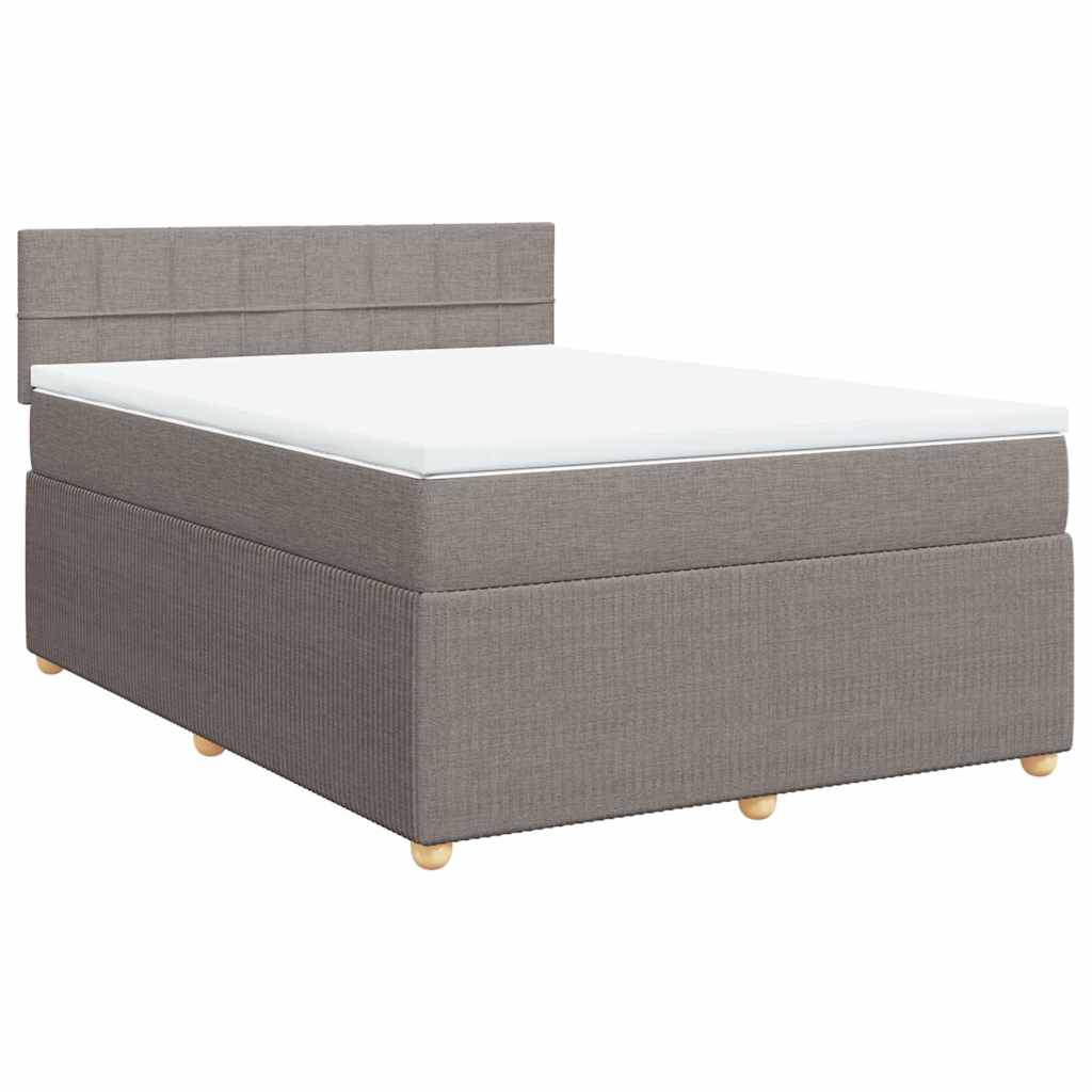 Κρεβάτι Boxspring με Στρώμα Taupe 140x200 εκ. Υφασμάτινο - Pakobazaar