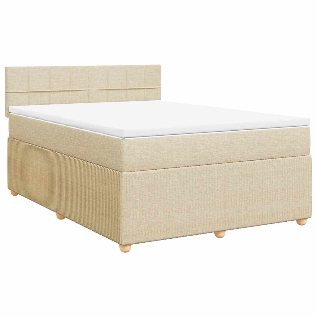 Κρεβάτι Boxspring με Στρώμα Κρεμ 140x200 εκ. Υφασμάτινο