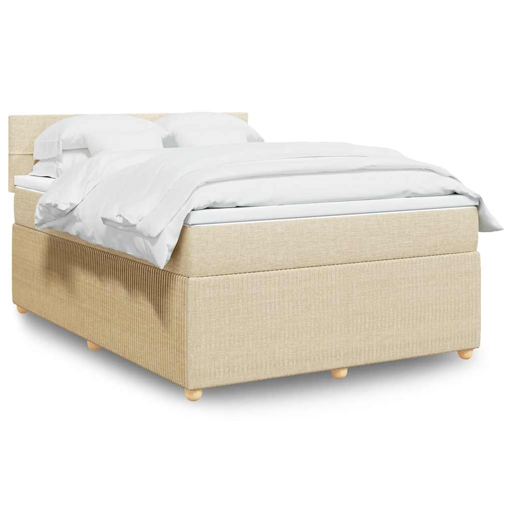 Κρεβάτι Boxspring με Στρώμα Κρεμ 140x200 εκ. Υφασμάτινο