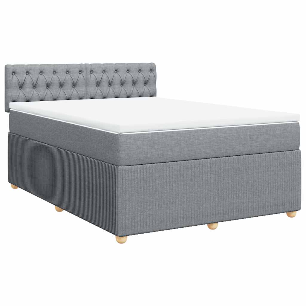 Κρεβάτι Boxspring με Στρώμα Ανοιχτό Γκρι 140x200 εκ. Υφασμάτινο - Pakobazaar
