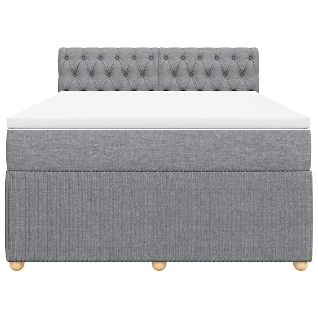 Κρεβάτι Boxspring με Στρώμα Ανοιχτό Γκρι 140x200 εκ. Υφασμάτινο - Pakobazaar