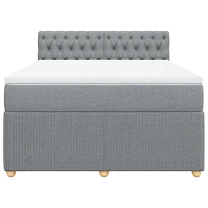 Κρεβάτι Boxspring με Στρώμα Ανοιχτό Γκρι 140x200 εκ. Υφασμάτινο - Pakobazaar