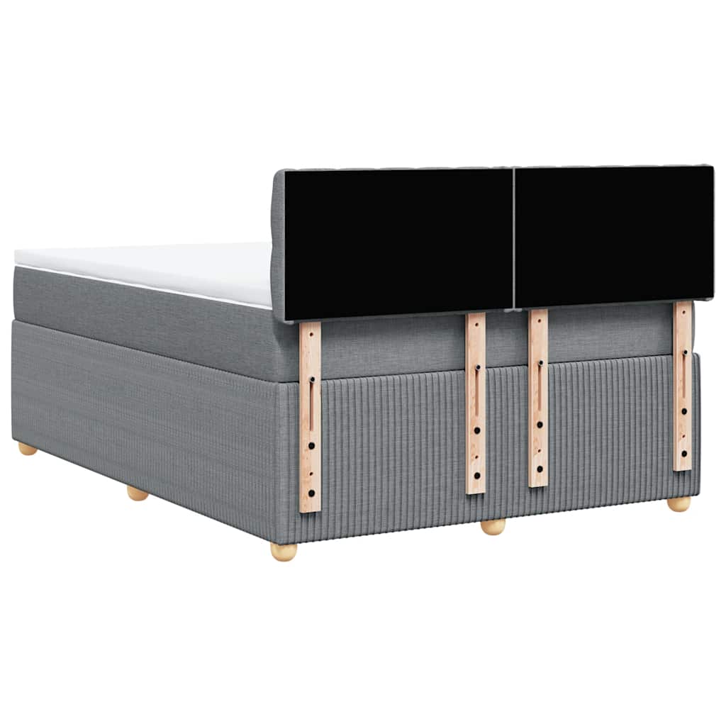 Κρεβάτι Boxspring με Στρώμα Ανοιχτό Γκρι 140x200 εκ. Υφασμάτινο - Pakobazaar