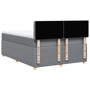 Κρεβάτι Boxspring με Στρώμα Ανοιχτό Γκρι 140x200 εκ. Υφασμάτινο - Pakobazaar