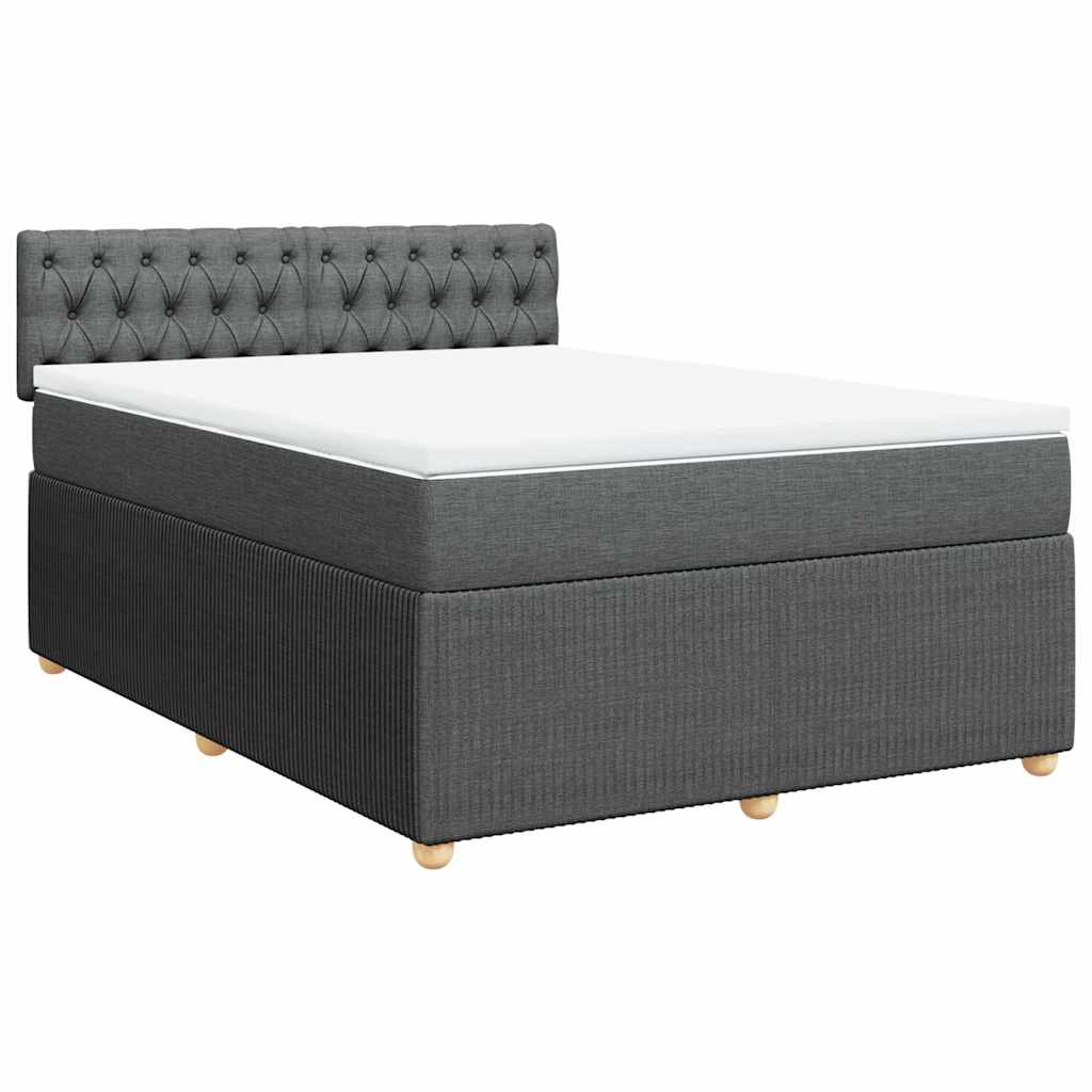Κρεβάτι Boxspring με Στρώμα Σκούρο Γκρι 140x200 εκ Υφασμάτινο - Pakobazaar
