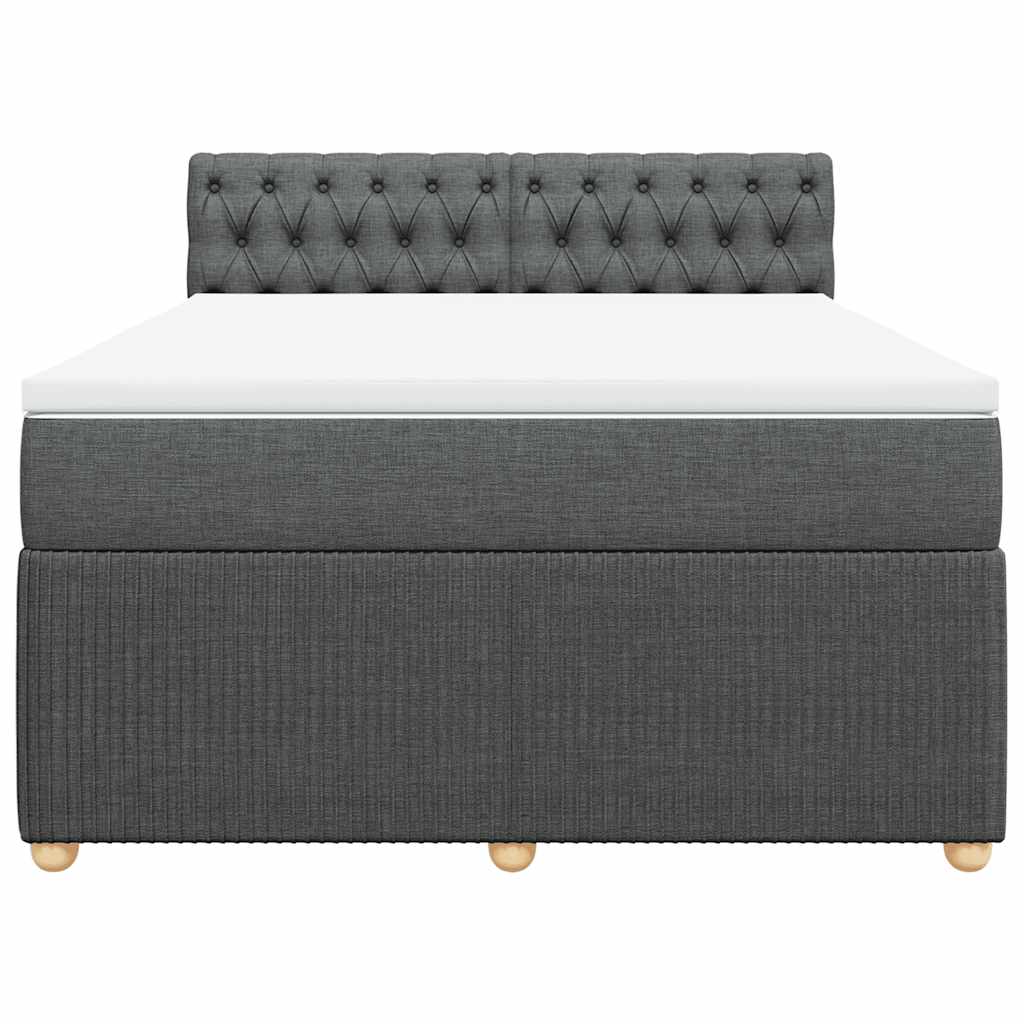Κρεβάτι Boxspring με Στρώμα Σκούρο Γκρι 140x200 εκ Υφασμάτινο - Pakobazaar