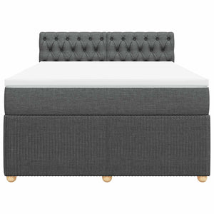 Κρεβάτι Boxspring με Στρώμα Σκούρο Γκρι 140x200 εκ Υφασμάτινο - Pakobazaar