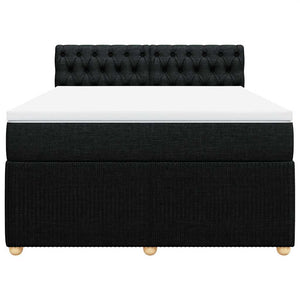 Κρεβάτι Boxspring με Στρώμα Μαύρο 140x200 εκ. Υφασμάτινο - Pakobazaar
