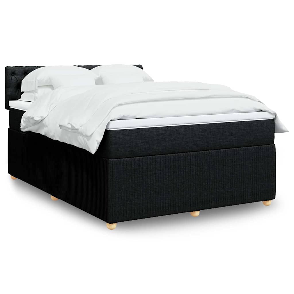 Κρεβάτι Boxspring με Στρώμα Μαύρο 140x200 εκ. Υφασμάτινο - Pakobazaar