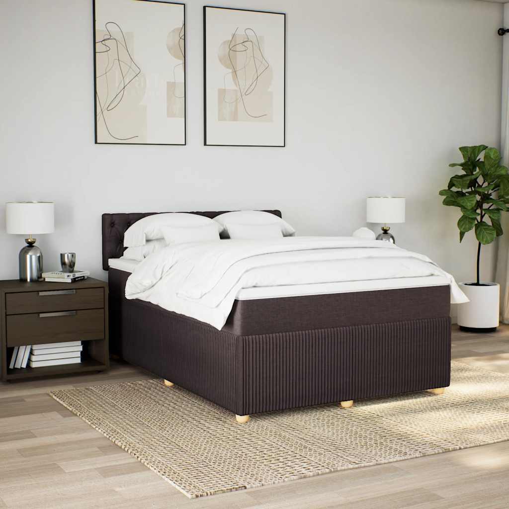Κρεβάτι Boxspring με Στρώμα Σκούρο Καφέ 140x200 εκ Υφασμάτινο - Pakobazaar