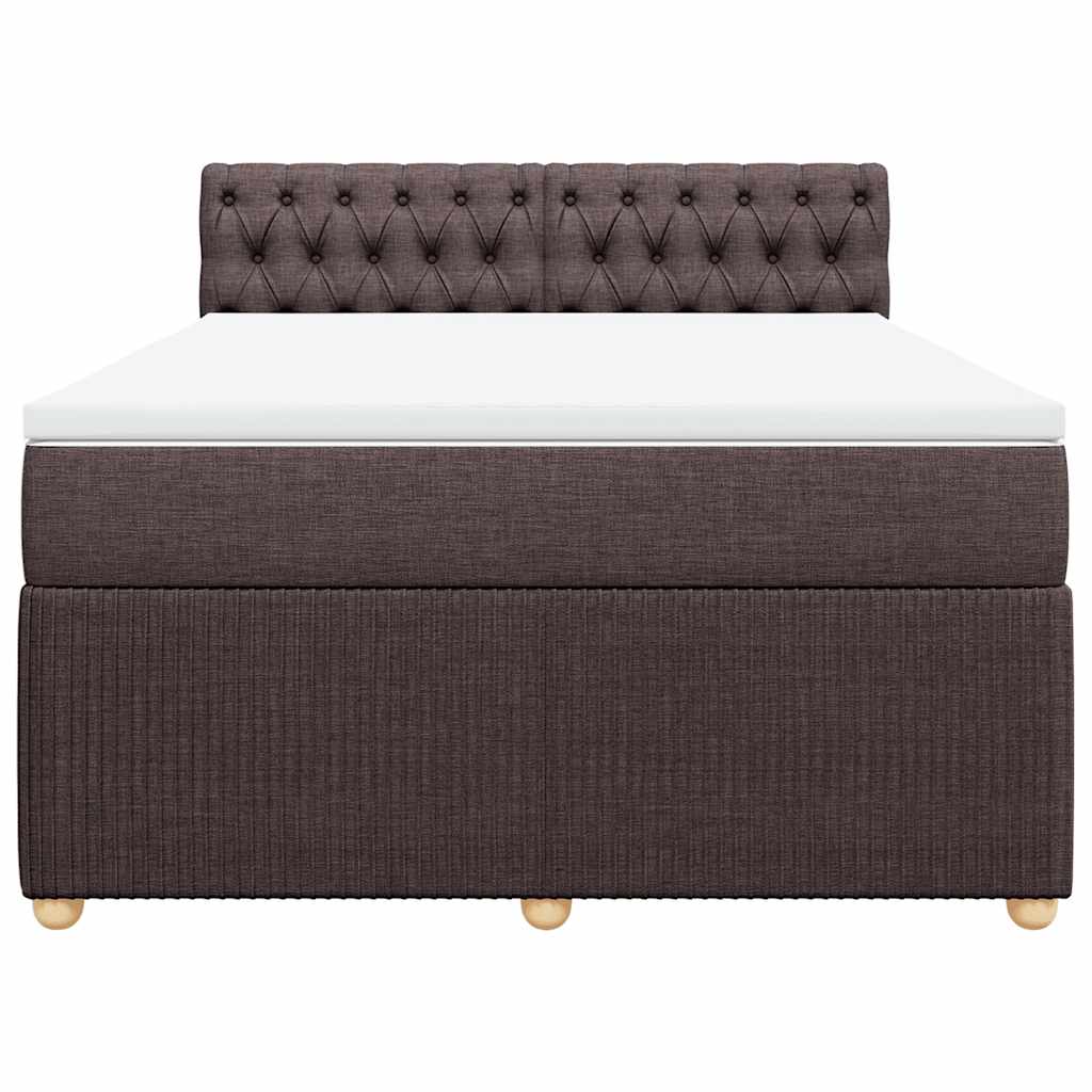 Κρεβάτι Boxspring με Στρώμα Σκούρο Καφέ 140x200 εκ Υφασμάτινο - Pakobazaar