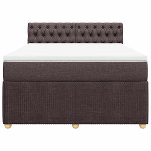 Κρεβάτι Boxspring με Στρώμα Σκούρο Καφέ 140x200 εκ Υφασμάτινο - Pakobazaar