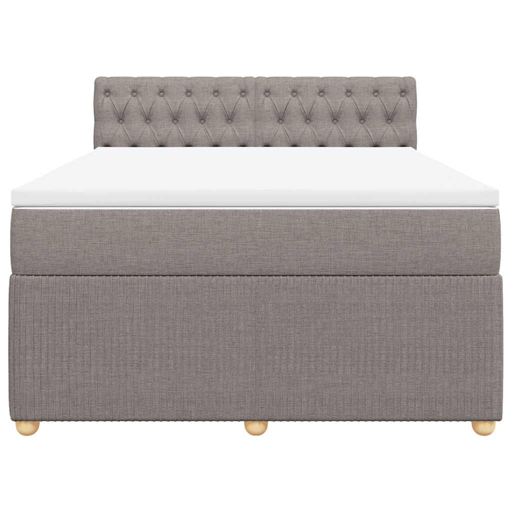 Κρεβάτι Boxspring με Στρώμα Taupe 140x200 εκ. Υφασμάτινο - Pakobazaar
