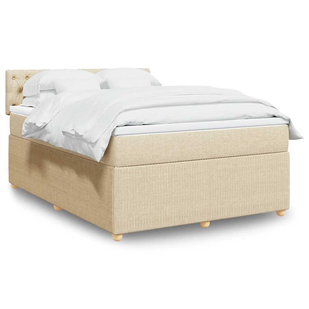 Κρεβάτι Boxspring με Στρώμα Κρεμ 140x200 εκ. Υφασμάτινο - Pakobazaar