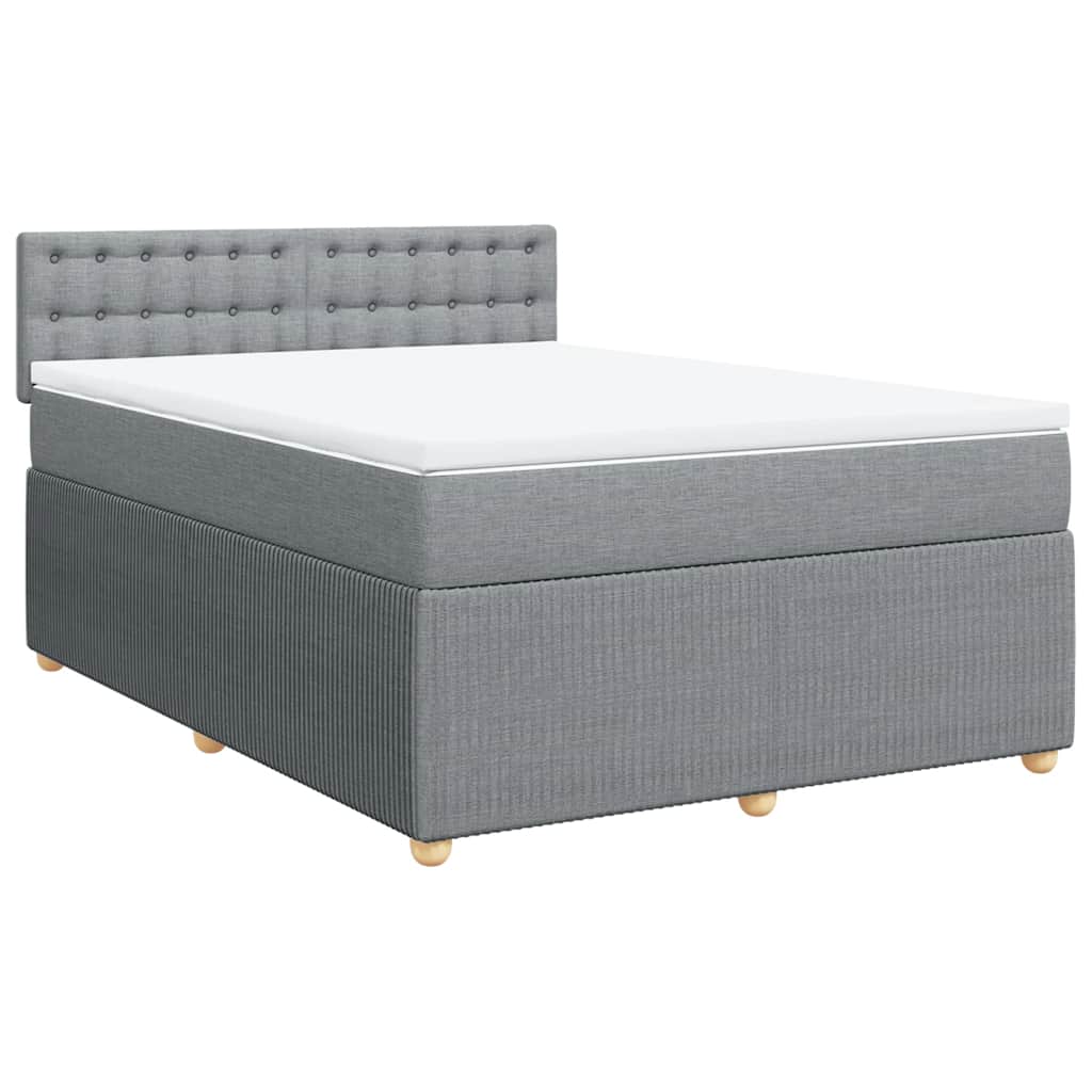 Κρεβάτι Boxspring με Στρώμα Ανοιχτό Γκρι 140x200 εκ. Υφασμάτινο - Pakobazaar