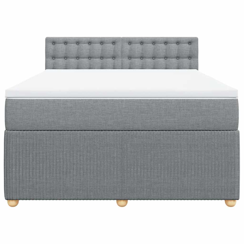 Κρεβάτι Boxspring με Στρώμα Ανοιχτό Γκρι 140x200 εκ. Υφασμάτινο - Pakobazaar