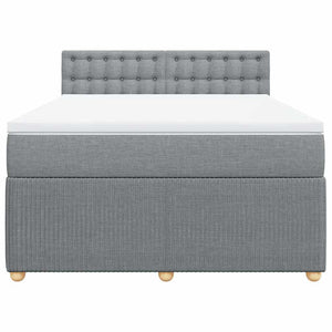 Κρεβάτι Boxspring με Στρώμα Ανοιχτό Γκρι 140x200 εκ. Υφασμάτινο - Pakobazaar