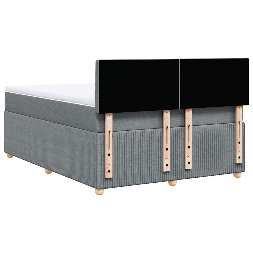 Κρεβάτι Boxspring με Στρώμα Ανοιχτό Γκρι 140x200 εκ. Υφασμάτινο - Pakobazaar