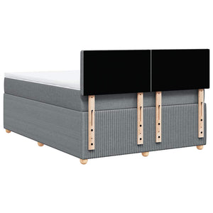 Κρεβάτι Boxspring με Στρώμα Ανοιχτό Γκρι 140x200 εκ. Υφασμάτινο - Pakobazaar