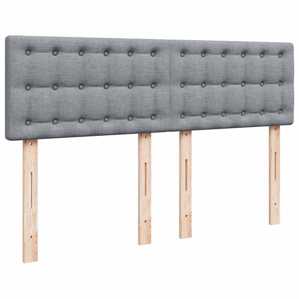 Κρεβάτι Boxspring με Στρώμα Ανοιχτό Γκρι 140x200 εκ. Υφασμάτινο - Pakobazaar