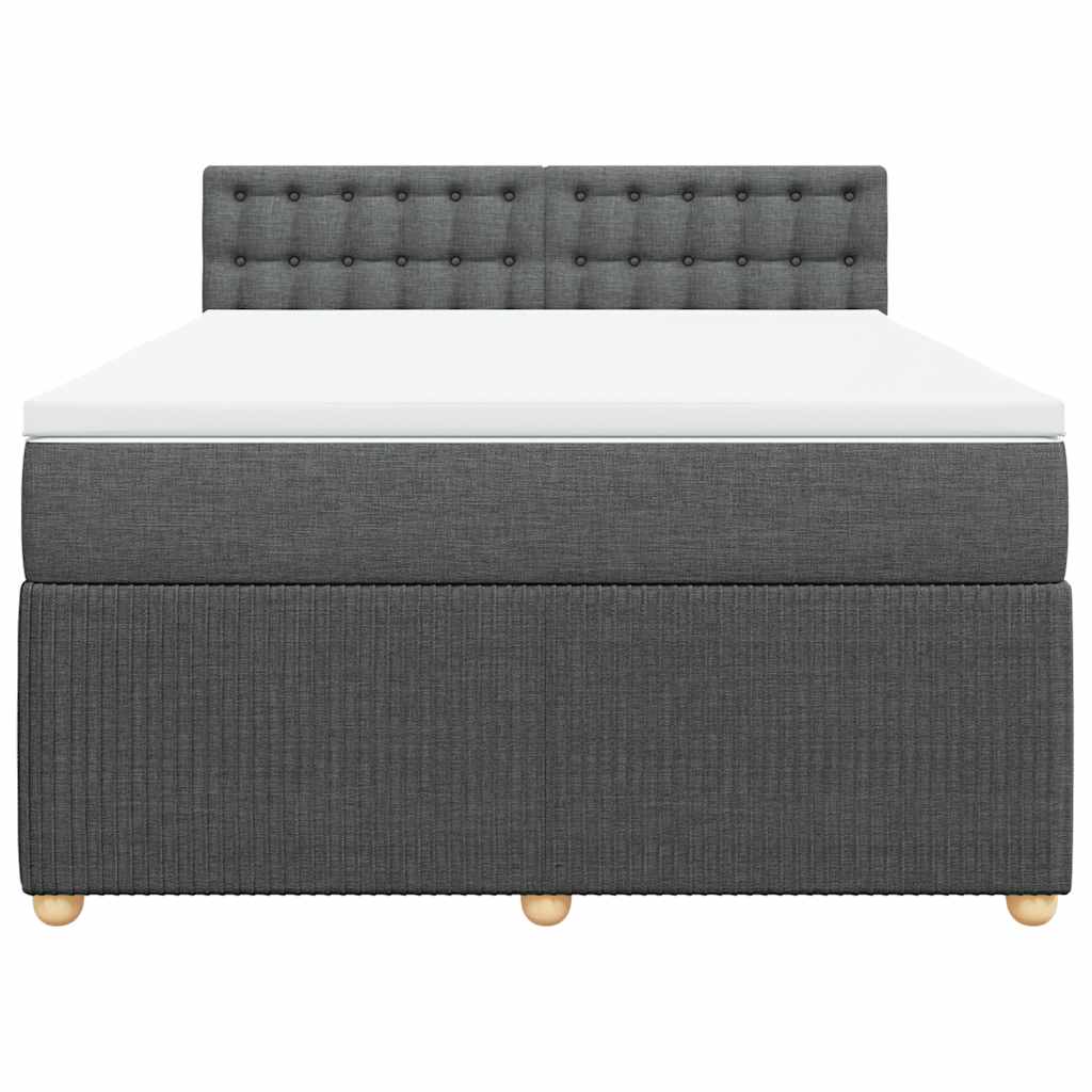 Κρεβάτι Boxspring με Στρώμα Σκούρο Γκρι 140x200 εκ Υφασμάτινο - Pakobazaar