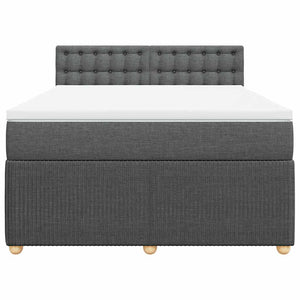 Κρεβάτι Boxspring με Στρώμα Σκούρο Γκρι 140x200 εκ Υφασμάτινο - Pakobazaar