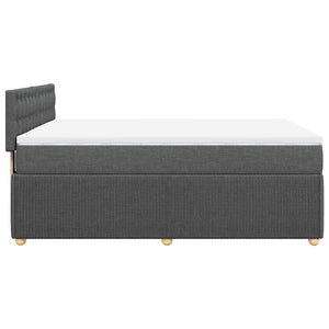Κρεβάτι Boxspring με Στρώμα Σκούρο Γκρι 140x200 εκ Υφασμάτινο - Pakobazaar