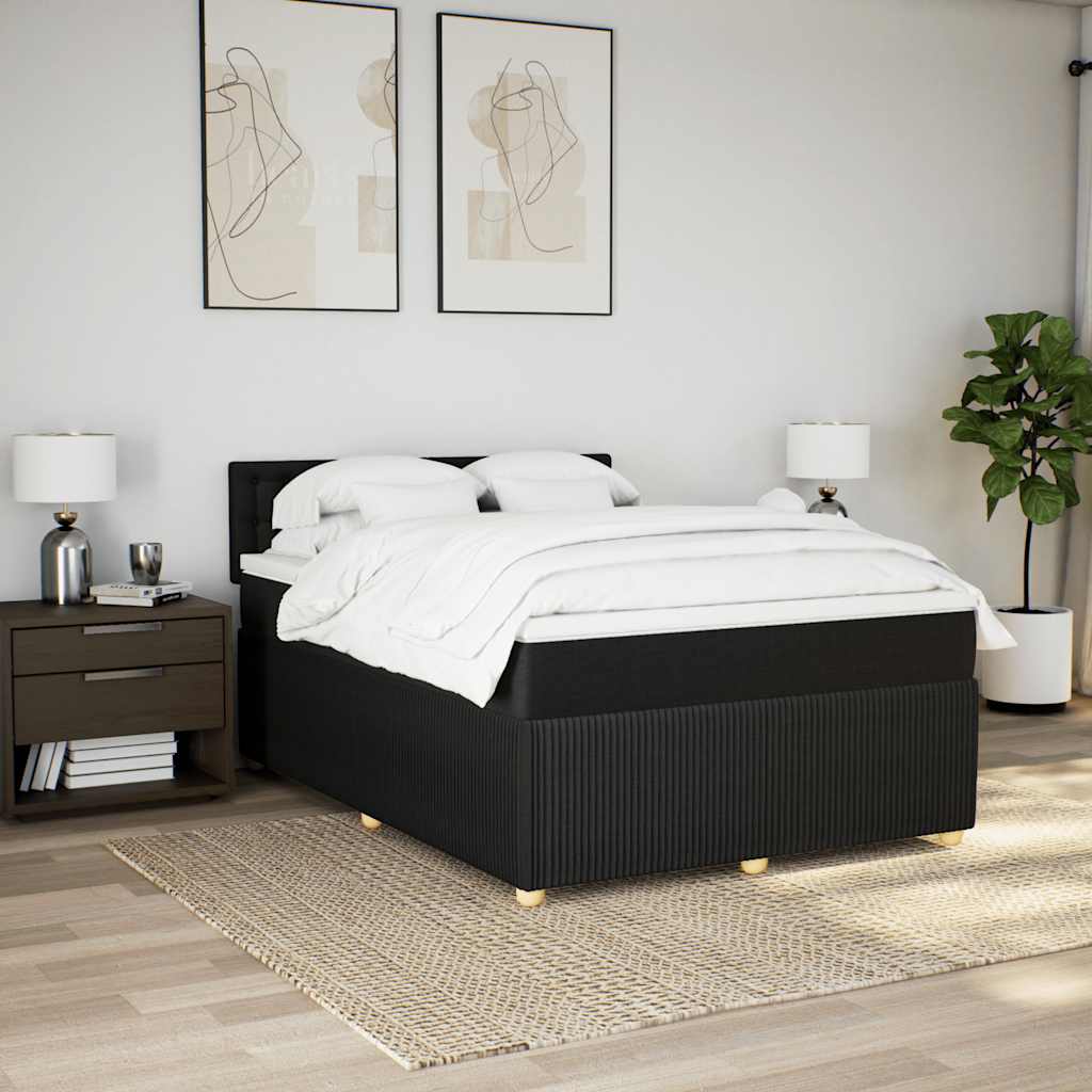 Κρεβάτι Boxspring με Στρώμα Μαύρο 140x200 εκ. Υφασμάτινο - Pakobazaar