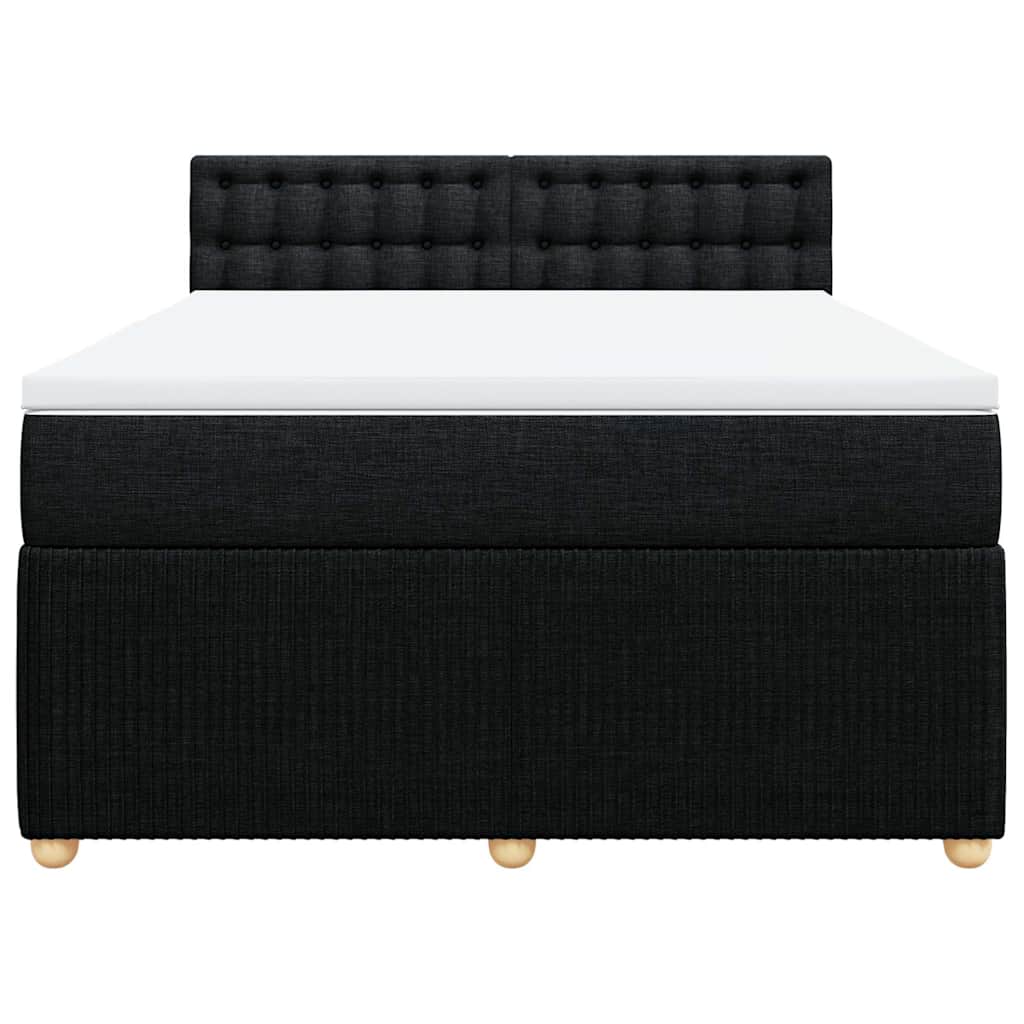 Κρεβάτι Boxspring με Στρώμα Μαύρο 140x200 εκ. Υφασμάτινο - Pakobazaar