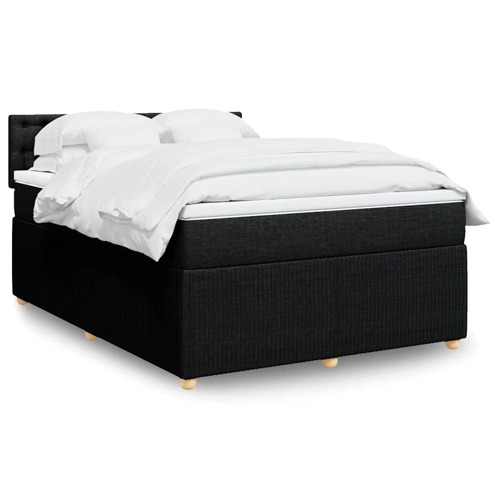 Κρεβάτι Boxspring με Στρώμα Μαύρο 140x200 εκ. Υφασμάτινο - Pakobazaar